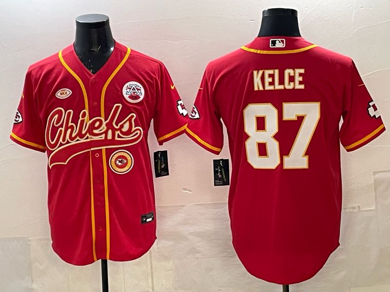 Men 2025 Nike Kansas City Chiefs #87 Kelce Red 3th generation Joint Name Limited NFL Jersey 007
